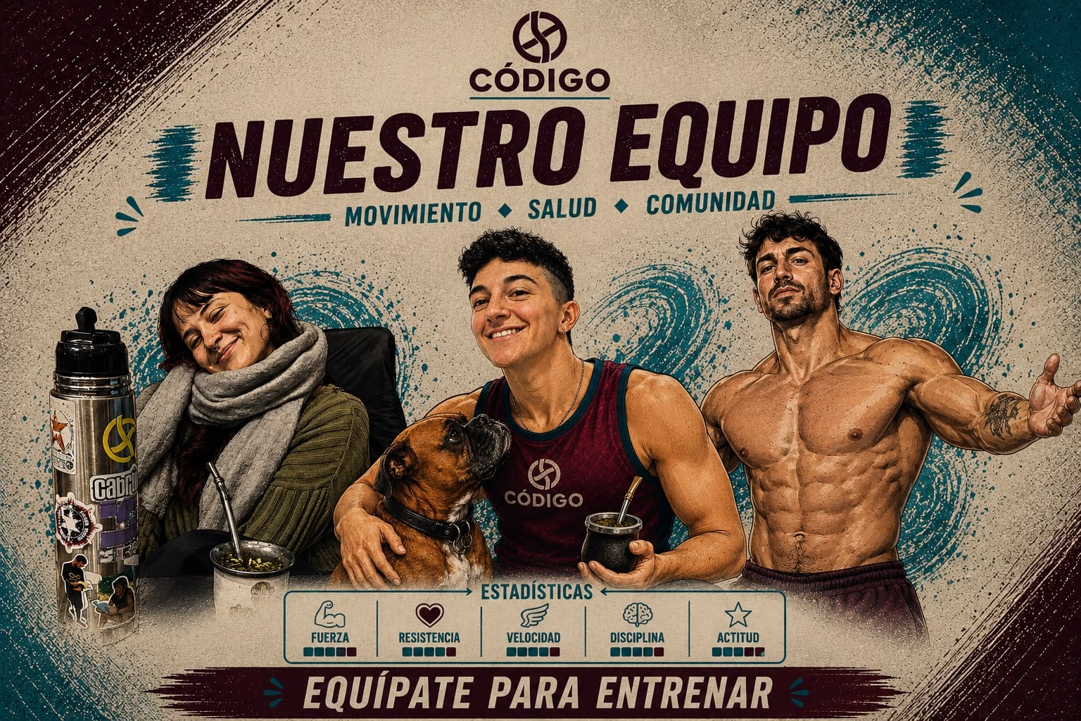Pieza gráfica grupal del staff de CÓDIGO